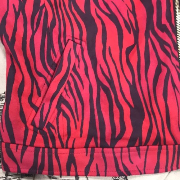 Guess Kingdom Stripe Print Red Moto Jacket - Picture 7 of 7